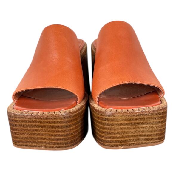 Jeffrey Campbell Anthropologie Concert Heels Honey Orange Leather Mule Size 8 - Picture 7 of 10